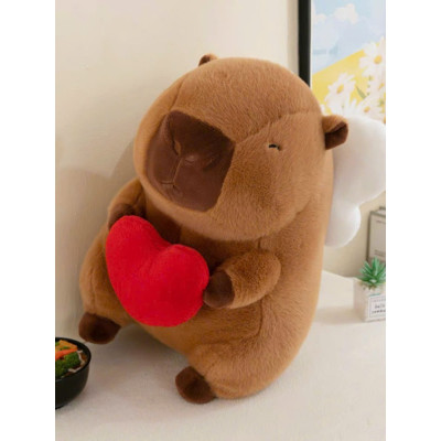 Thú nhồi bông Capybara cánh thiên thần đáng yêu - Size 30cm đến 50cm - Quà tặng gấu bông chuột lang ôm tim cánh trắng êm mịn.