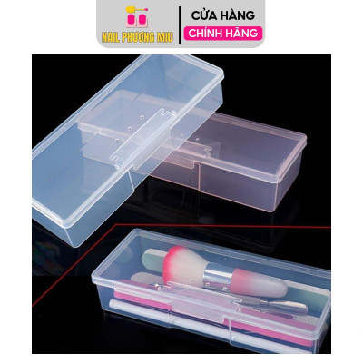 Hộp Đựng Cọ Nail Bằng Nhựa Cứng 3 Lỗ Thoáng Khí, Hộp Bảo Quản Dụng Cụ Làm Nail, Khóa Cài Chắc Chắn, Tiện Lợi Chống Bụi