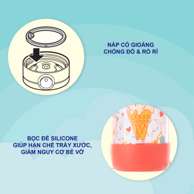 Bình ống hút Richell AXSTARS chất liệu tritan có bọc đế bình | Baby