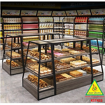 Kệ gỗ trưng bày rau củ quả, kệ trưng bày sản phẩm, hàng hóa KST422 - NỘI THẤT LẮP RÁP VIENDONGADV