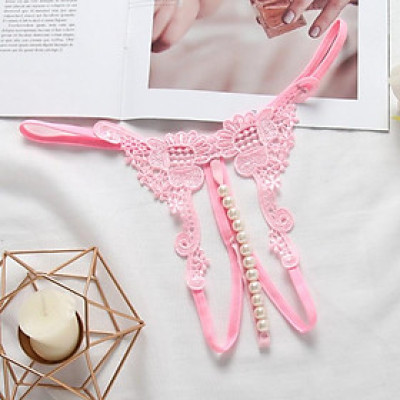 Quần lót lọt khe nữ chuỗi hạt sexy - Hồng