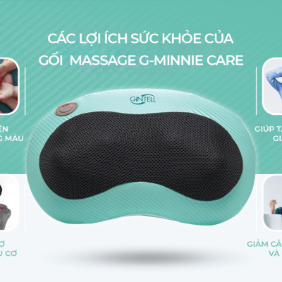 |GIÁ SỐC| Gối Massage nhiệt hồng ngoại  G-Minnie Care| Công nghệ massage Shiatsu 3D | 1 Năm Bảo Hành