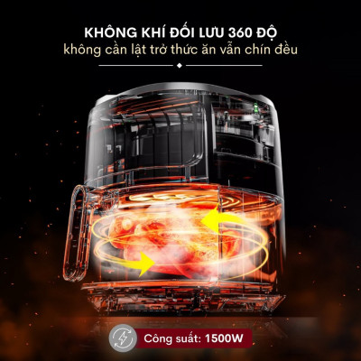 Nồi chiên không dầu 5.5 Lít FujiHome A5GG nhập khẩu tặng kèm kẹp gắp inox cao cấp - hàng chính hãng