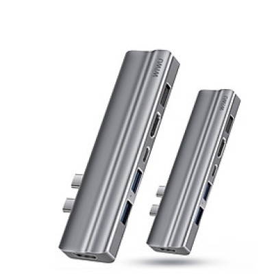 Hub Wiwu 8 In 1 T9 USB-C - USB 3.0 - HDMI - SD - Khe cắm TF - Type-C, Bộ Chuyển Đổi Đầu Ra Video HD 4K - Hàng Chính Hãng