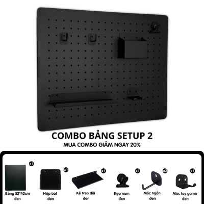 Pegboard Dola Home Setup Full KIM LOẠI không khoan tường để bàn phím, tai nghe, đồ dùng làm việc...