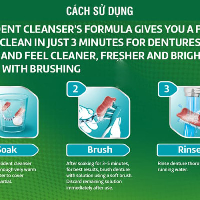 Viên sủi ngâm làm sạch răng giả đến 99.9% trong 3 Minute Nhật Bản 132 Tablets