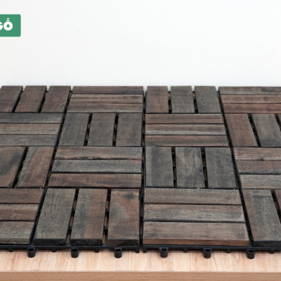 Vỉ Gỗ Lót Sàn Ban Công Thương Hiệu ANKAN Gu Màu Đen 12 Nan, Ván Sàn Gỗ Tự Nhiên, Sân Vườn, Hồ Bơi, Phòng Spa, Siêu Bền, Chịu Nước Tốt, Chống Trơn Trượt, Tiêu Chuẩn Xuất Khẩu (1 Vỉ) - Hàng Chính Hãng