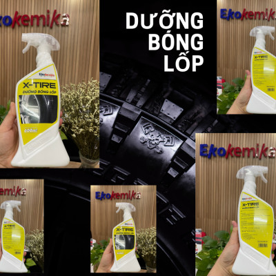 DUNG DỊCH DƯỠNG VÀ LÀM MỚI, LÀM ĐEN LỐP Ô TÔ, XE MÁY EKOKEMIKA X-TIRE 600ML DÀNH CHO CHỦ XE