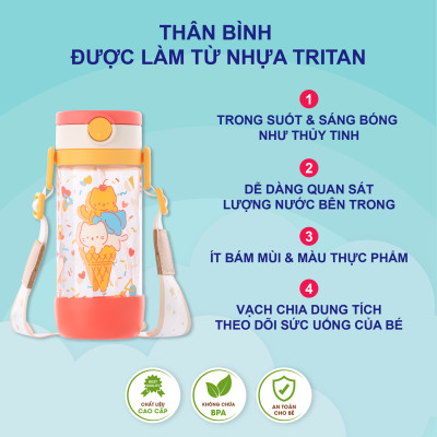 Bình ống hút Richell AXSTARS chất liệu tritan có bọc đế bình | Baby