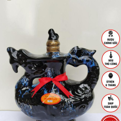 Đặc Sản Bình Định - Rượu Bàu Đá Thành Tâm Thuyền Lớn (Màu đen) 1,2 lit - OCOP 3 Sao