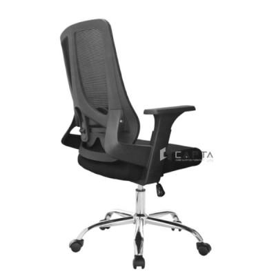 Ghế nhân viên màu đen CE4547-M Nội thất Capta Ghế văn phòng lưng trung lưới nệm vải chân xoay inox 201 có bánh xe tại hcm