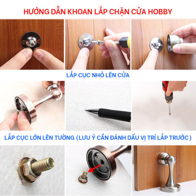 Bộ chặn cửa nam châm hít mạnh inox 304 mẫu khoan Hobby Home Decor CC8