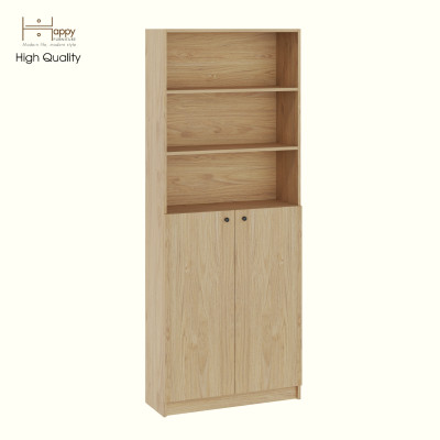 HAPPY FURNITURE , Kệ sách 6 tầng 2 cửa mở - CATY, KSA_076 , 80cm x 28cm x 202cm DxRxC