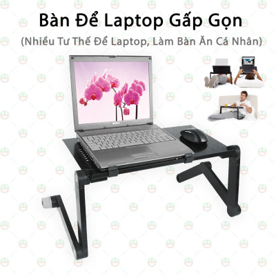 [Độc Đáo] Bàn Laptop Gấp Gọn - Bàn Ăn Bệnh Nhân KhoNCC Hàng Chính Hãng - Thoải Mái Tiện Dụng Sử Dụng Kể Cả Khi Ngồi, Nằm - KDHS-BLTGG-DE (Đen)
