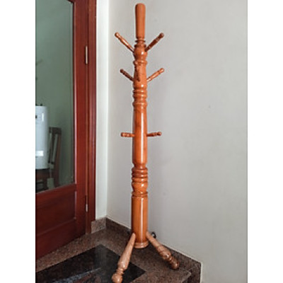 Cây treo quần áo gỗ thân to chân thẳng màu nâu nhạt 