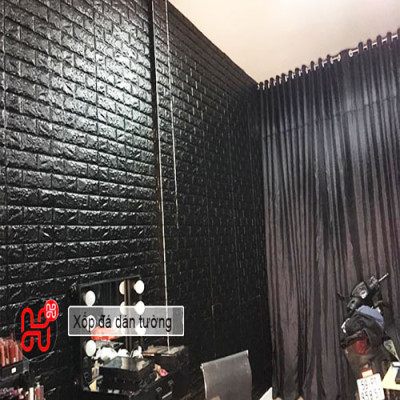 Bộ 5 Tấm Xốp Dán Tường 3D Giả Gạch Đen 70cmx77cm