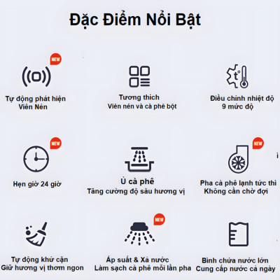 Máy pha cà phê 4 trong 1, Espresso, Viên Nén Nespresso, Nescafe Dolcegusto, Kcup Thương hiệu Mỹ cao cấp HiBREW - H6. Hàng chính hãng