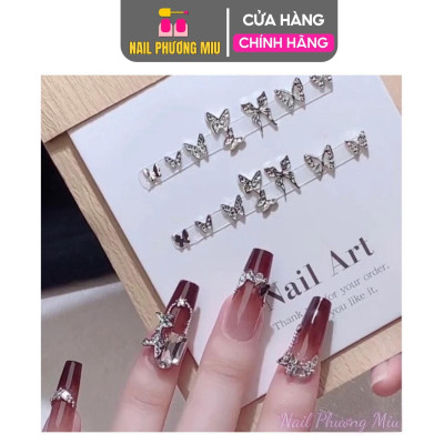 Set 50 Charm Bướm Nơ Kim Loại Đính Móng Hàn Quốc Làm Nail, Charm Nơ Mix Bướm Màu Bạc Trắng Gắn Móng Siêu Đáng Yêu Nữ Women