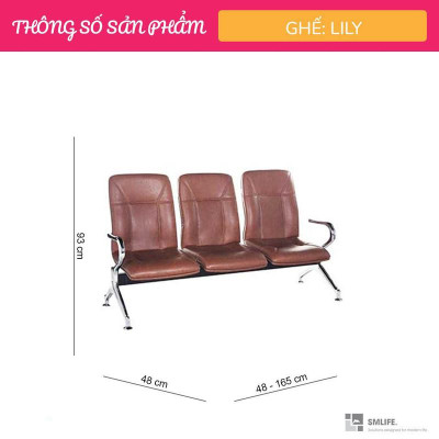 Ghế băng chờ 3 chỗ ngồi bọc nệm SMLIFE Lily