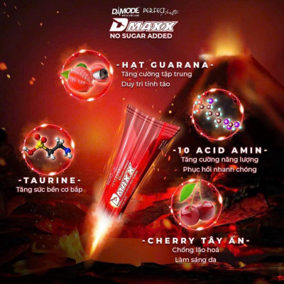 DMAXX thức uống bổ sung vitamin năng lượng không đường DAMODE 35 gói màu đỏ mỗi gói 2,2gr