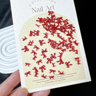Set 50 Chiếc Nơ Đỏ 3D Mix Size Làm Nail Nữ Tính, Charm Nơ Đỏ Bằng Nhựa Gắn Móng Tay Nghệ Thuật Trẻ Trung Women