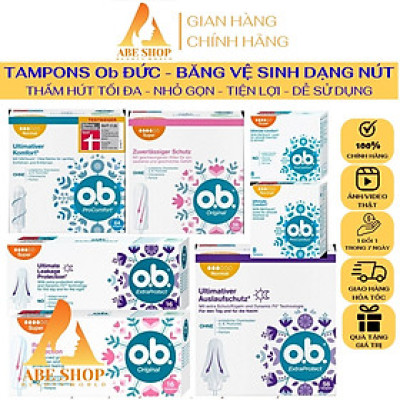 Băng Vệ Sinh Tampon Ob - Siêu Thấm Hút - Nhỏ Gọn - Dạng Nút - Nhập Khẩu Đức - Đủ Size Giọt Tampons Ob