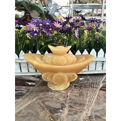 Thỏi vàng Thần Tài Kim Nguyên Bảo phong thủy chiêu nạp tài lộc đá ngọc hoàng long - Dài 20cm