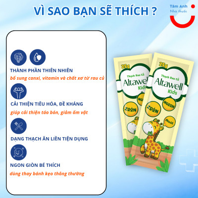 Thạch rau củ Altawell Jelly Kids bổ sung canxi hữu cơ và chất xơ tự nhiên từ rau củ