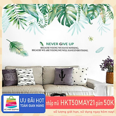 Decal dán tường Cây Lá Xanh Kích thước sau khi dán : Dài 175 cm x  Cao 100 cm Không độc hại, bảo vệ môi trường Dễ dàng thi công và tháo bỏ