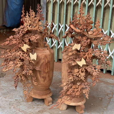 1 bình hoa mai lan dáng huyền phong thủy cầu tài lộc bằng gỗ hương kt 98×55×50cm 