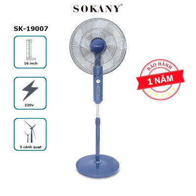 Quạt cây công suất mạnh 50W tản gió rộng hoạt động êm ái SOKANY SK-19007 CÓ CHẾ ĐỘ HẸN GIỜ, độ ồn thấp - HÀNG CHÍNH HÃNG