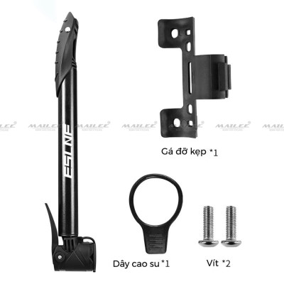 Bơm Xe Đạp Cầm Tay Bơm Lốp Xe Đạp ESL-60P Hợp Kim Nhôm, Bơm Lốp Xe Đạp gắn sườn xe 60 Psi Nhỏ Gọn 2 đầu van riêng (cho van mỹ và van nhọn) - Mai Lee