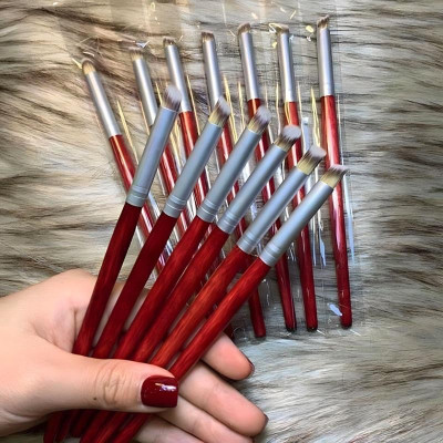 Cọ Ombre Đầu Tròn Cán Gỗ Đỏ Đầu Xiên, Lông Mềm, Dề Cầm, Dễ Tán Màu, Cọ Dặm Omber Chuyên Dụng Làm Móng Nail Phương Miu Cosmetic Nữ Trang Điểm