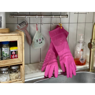 Bộ 3 Đôi Găng Tay cao Su Tự Nhiên Hàn Quốc Có Móc 38 cm