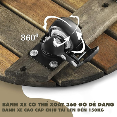 Đế Lót Chậu Cây Có Bánh Xe Cao Cấp ANKAN, Tròn Màu Xám Đen R35cm, Tải trọng 150 Kg, Di Chuyển Chậu Cây Êm Ái, Không Ồn