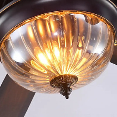 Quạt trần phòng khách có đèn trang trí phòng ngủ và chung cư cánh gỗ Mã QTR-S135 Bảo hành 48 tháng