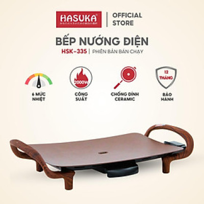Bếp nướng điện HASUKA HSK-335 công suất 2000W- Cảm biến nhiệt thông minh, tự ngắt khi quá tải - HÀNG CHÍNH HÃNG