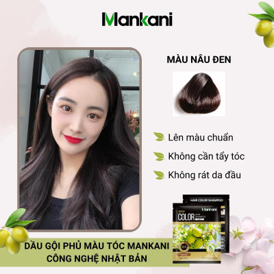 Hộp Dầu Gội Nhuộm Tóc, Thảo Dược Màu Nâu Đen, Mankani [250ml - Chính Hãng]