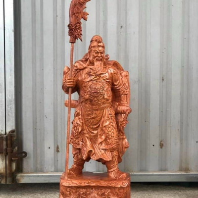 Tượng quan công trấn ải gỗ hương đá kt cao 70