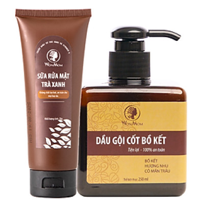 Bộ da đẹp tóc đen, nuôi dưỡng da đẹp, tóc xinh Wonmom ( 1 sữa rửa mặt + 1 dầu gội cốt bồ kết )