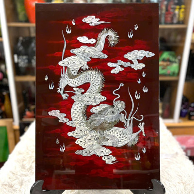 Tranh sơn mài - RỒNG NHÃ NGỌC - Khảm cừ size 40x60 cm
