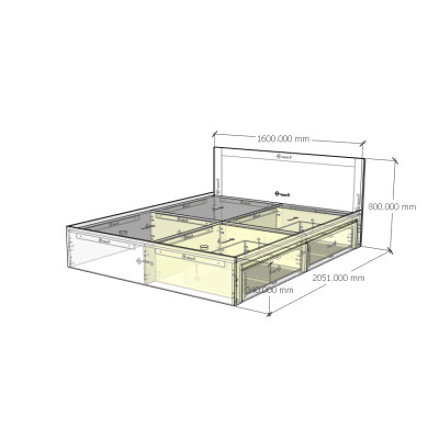 [Happy Home Furniture] VIGGO, Giường ngủ 2 ngăn kéo, 205cm x 34cm ( DxC), GNG_158,GNG_159,GNG_160,GNG_161