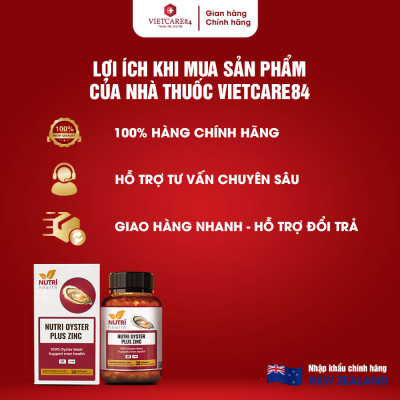 Viên Uống Tinh Chất Hàu New Zealand NUTRI OYSTER PLUS ZINC 30 Viên