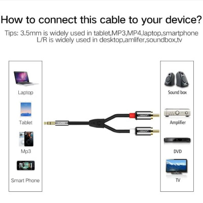 Ugreen UG20779AV116TK 0.5M màu Đen Cáp âm thanh 2 đầu Bông sen sang 3.5mm Dương mạ vàng - HÀNG CHÍNH HÃNG
