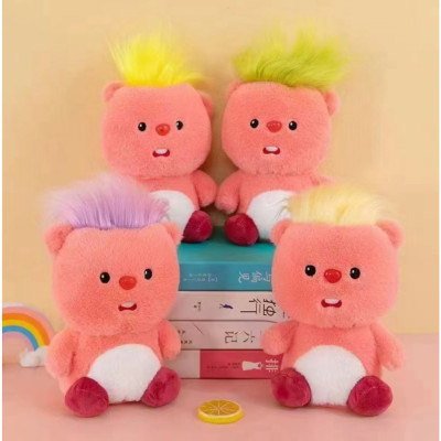 Thú nhồi bông Loopy có tóc màu sắc đáng yêu - Size 20cm - Quà tặng gấu bông hải ly hồng có tóc xù mềm mịn.