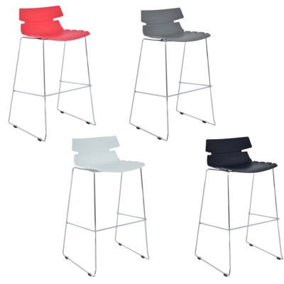 Ghế quầy bar cao cấp Ghế bar cố định chân thép mạ chrome màu Inox thân nhựa PP cao 75 cm cho Showroom Plastic Bar Stools CB TIKAL CAPTA Tp.HCM
