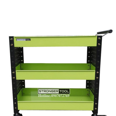 XE ĐẨY DỤNG CỤ 3 NGĂN 2 TẤM HÔNG DÙNG CHO GARARE TIỆM SỬA XE MÁY
