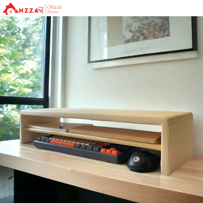 Kệ Màn Hình Máy Tính Monitor Sơn Phủ Bóng Kệ Gỗ Kê Màn Hình Uốn Cong Có Ngăn Kéo Độc Đáo Sang Trọng Anzzar-08
