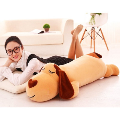 Gấu bông chó dài nâu, thú nhồi bông chó lười cao cấp vải nhung co giãn 4 chiều