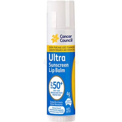 Son dưỡng môi chống nắng Cancer Council Ultra Sunscreen Lip Balm SPF50+ (4g) - Hàng chính hãng